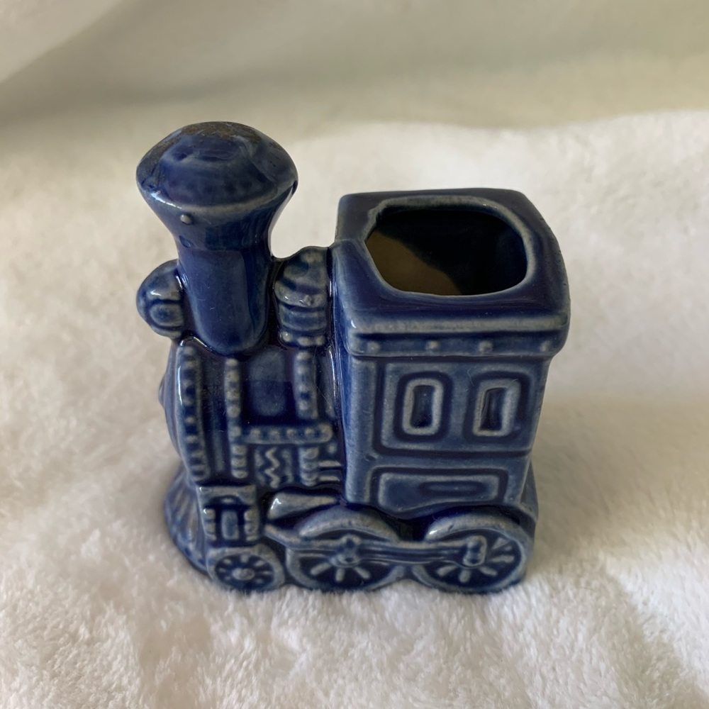 Vintage Blue Train Planter/Toothpick Holder